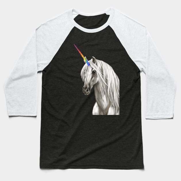 Unicorn in Black Baseball T-Shirt by bignosework